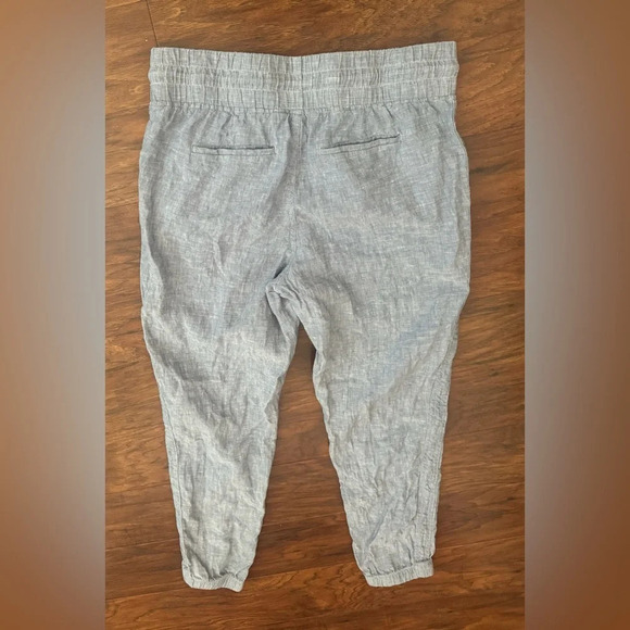 ATHLETA Cabo Linen Summer Resort Jogger Pants Chambray Blue Comfy Size 10 - Picture 2 of 11